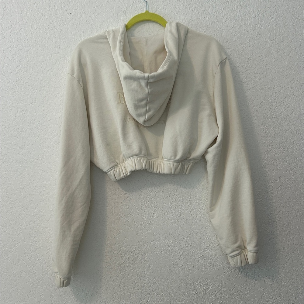 Bo & Tee off-white Zip-Up Cropped Hoodie Small - Picture 4 of 9
